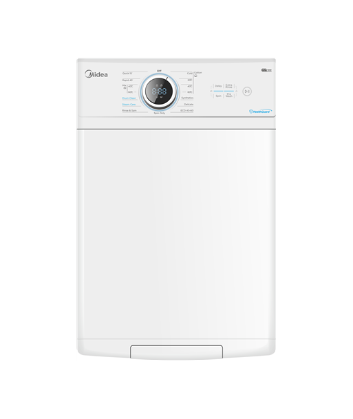 Midea Washing Machine, MF100T60B/W-HR, Energy efficiency class A, Top loading, Washing capacity 6 kg, 1200 RPM, Depth 61 cm