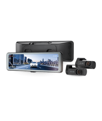 Mio MiVue R860WD, Dash Cam, GPS, Wi-Fi, Front and rear cams synchronized for recording with an unobstructed view, 11.26" IPS