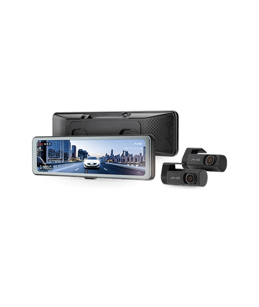 Mio MiVue R860WD, Dash Cam, GPS, Wi-Fi, Front and rear cams synchronized for recording with an unobstructed view, 11.26" IPS