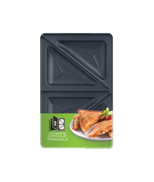 TEFAL, Triangle toasted sandwich set for Snack Collection, XA800212, Dimensions (W x L) 13 x 22.5 cm, Black