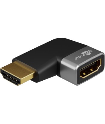 Goobay 72010 HDMI™ Angled Adapter 90° Horizontal, 8K @ 60 Hz, Gold-Plated, Black, Silver