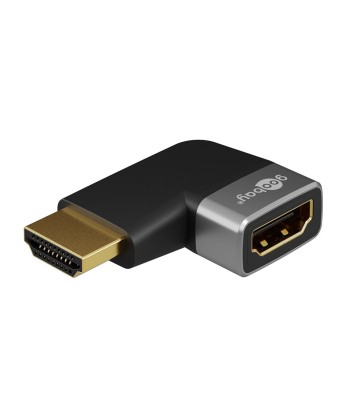 Goobay 72009 HDMI™ Angled Adapter 90° Horizontal, 8K @ 60 Hz, Gold-Plated, Black, Silver