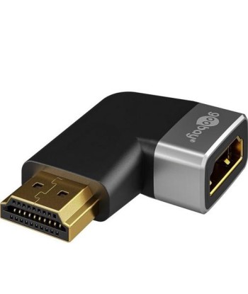 Goobay 72012 HDMI™ Angled Adapter 270° Horizontal, 8K @ 60 Hz, Gold-Plated, Black, Silver