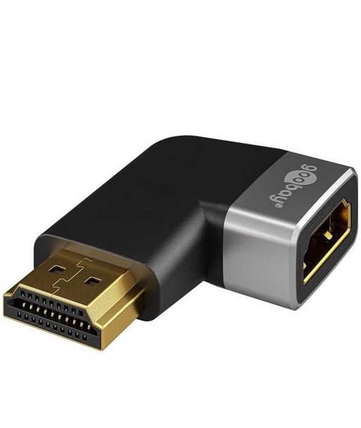 Goobay 72012 HDMI™ Angled Adapter 270° Horizontal, 8K @ 60 Hz, Gold-Plated, Black, Silver