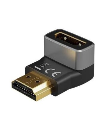 Goobay 72011 HDMI™ Angled Adapter 270° Vertical, 8K @ 60 Hz, Gold-Plated, Black, Silver