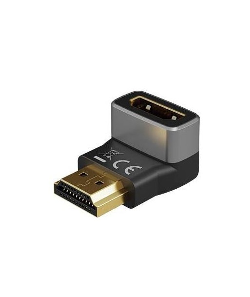 Goobay 72011 HDMI™ Angled Adapter 270° Vertical, 8K @ 60 Hz, Gold-Plated, Black, Silver