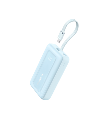 Anker, Power Bank with Built-In USB-C Cable, A1688031, 10000 mAh, 30W Output, Blue