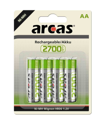 Arcas, 17727406, AA/HR6, 2700 mAh, Rechargeable Ni-MH, 4 pc(s)