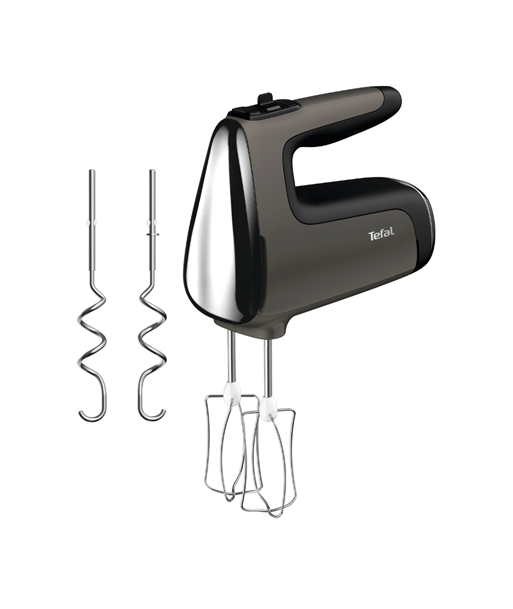 TEFAL, HT650E38 PowerMix Silence, Hand Mixer, 600 W, Number of speeds 5, Turbo mode, Black/Grey