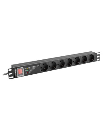 Lanberg Power Distribution unit (PDU) 19" 1U 16A 2m 7X Schuko oulets, black | Lanberg