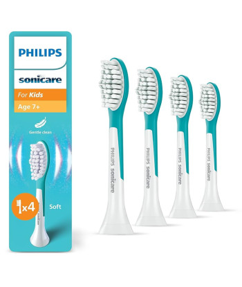 Philips Replacement brush heads, HX6044/90 Sonicare For Kids7+, Heads, For kids, Number of brush heads included 4, White/Blue