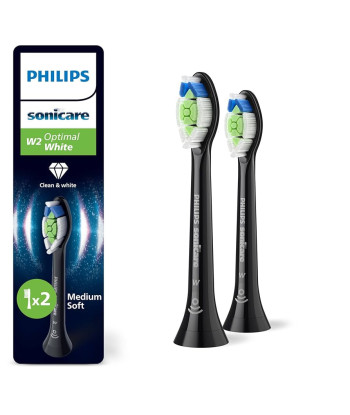 Philips Replacement brush heads, HX6062/88 Sonicare Optimal White, Heads, For adults, Number of brush heads included 2, Black
