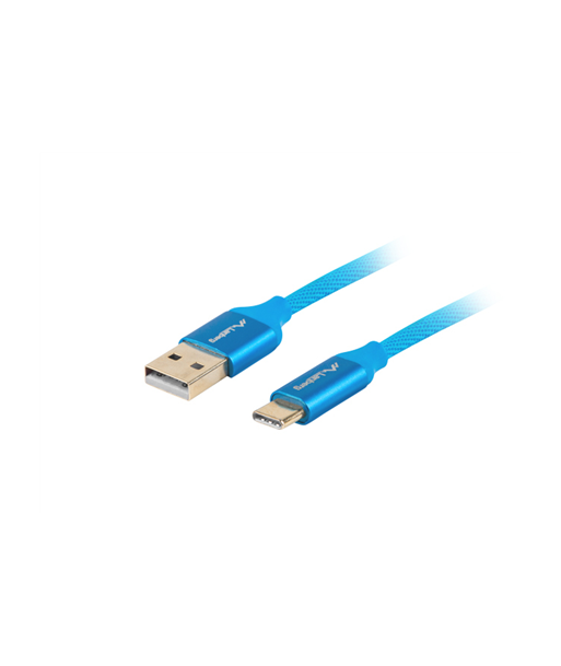 Lanberg USB Type-C to USB Type-A 2.0 Cable Blue Premium QC 3.0, 1 m | CA-USBO-22CU-0010-BL | USB Type-C to USB Type-A