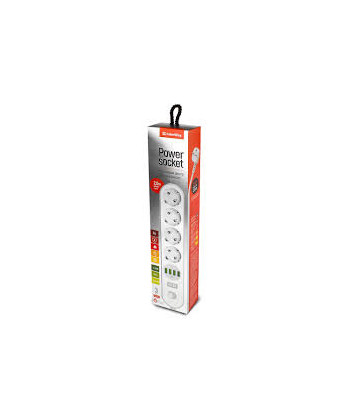 ColorWay CW-CHE44W Power socket 4plugs/4USB, White, 2m ColorWay
