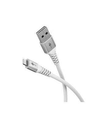 Goobay Lightning USB-A Supersoft Textile Cable with Metal Plugs, 2 m, white