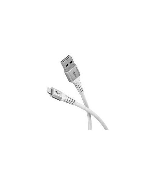Goobay Lightning USB-A Supersoft Textile Cable with Metal Plugs, 2 m, white Goobay Lightning USB-A Supersoft Textile Cable with Metal Plugs, 2 m, white