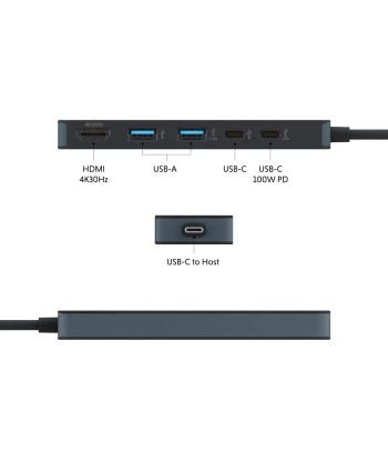 Hyper HyperDrive Flex 5 Port USB-C Hub, Black | Hyper