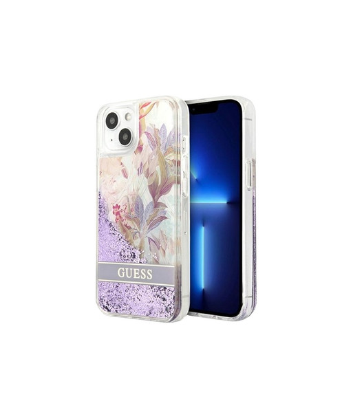 Guess GUHCP13SLFLSU iPhone 13 mini 5,4" fioletowy/purple hardcase Flower Liquid Glitter | GUESS Guess GUHCP13SLFLSU iPhone 13 mini 5,4" fioletowy/purple hardcase Flower Liquid Glitter | GUESS
