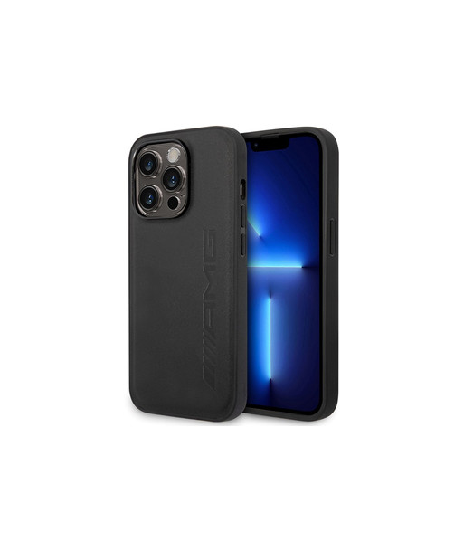AMG AMHCP14LDOLBK iPhone 14 Pro 6.1" black hardcase with Leather Hot Stamped design | Mercedes AMG AMHCP14LDOLBK iPhone 14 Pro 6.1" black hardcase with Leather Hot Stamped design | Mercedes