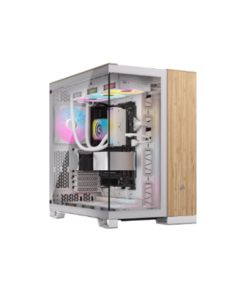 Corsair Dual Chamber PC Case, 6500X, White/Bamboo wood, Mid Tower, Power supply included No