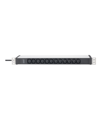 DIGITUS Socket strip with aluminum profile, 12-way, 2 m cable safety plug