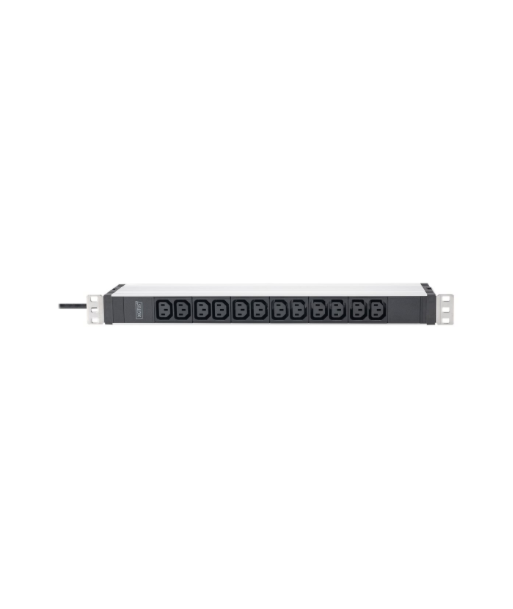 DIGITUS Socket strip with aluminum profile, 12-way, 2 m cable safety plug