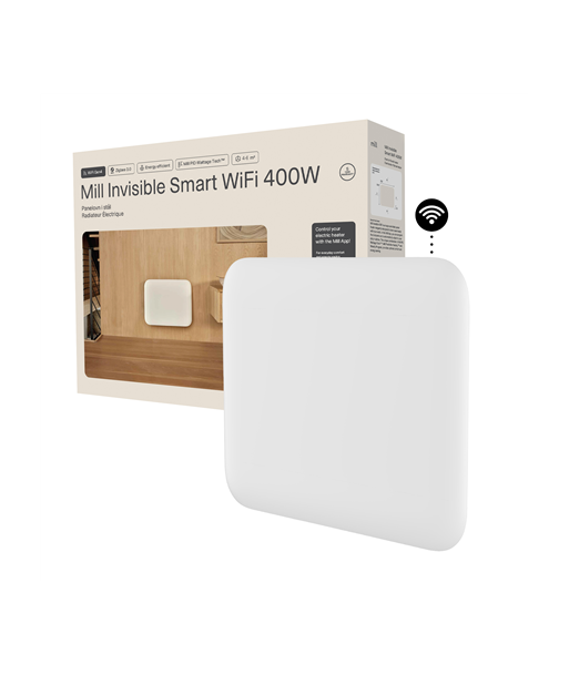 Mill Invisible Smart WiFi Heater, PA400WIFI4, Panel Heater, 400 W, Suitable for rooms up to 4-6 m², White, IPX4