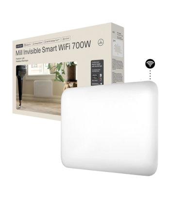 Mill Invisible Smart WiFi Heater, PA700WIFI4, Panel Heater, 700 W, Suitable for rooms up to 9-12 m², White, IPX4