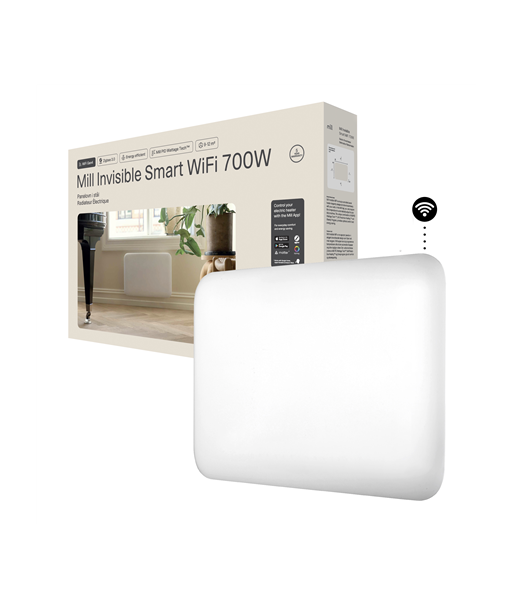 Mill Invisible Smart WiFi Heater, PA700WIFI4, Panel Heater, 700 W, Suitable for rooms up to 9-12 m², White, IPX4