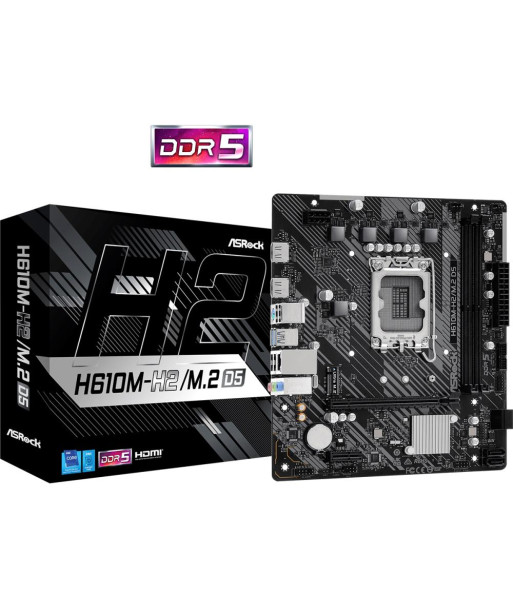 Mainboard ASROCK Intel H610 LGA1700 Micro-ATX Memory DDR5 Memory slots 2 1xPCI-Express 3.0 1x 1xPCI-Express 4.0 16x 1xM.2