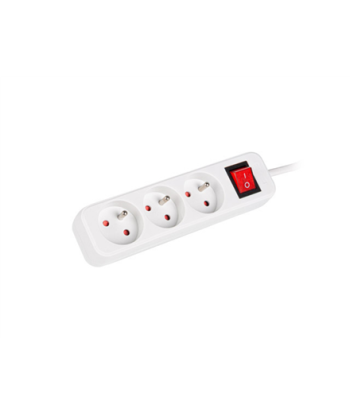 Lanberg Cable Power Strip 3M 3X French Outlets with Switch, Quality-Grade Copper | PS1-03E-0300-W
