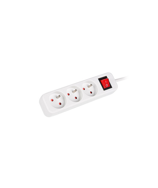 Lanberg Cable Power Strip 3M 3X French Outlets with Switch, Quality-Grade Copper | PS1-03E-0300-W