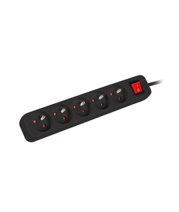 Lanberg Cable Power Strip 3M 5X French Outlets with Switch, Quality-Grade Copper | PS1-05E-0300-BK