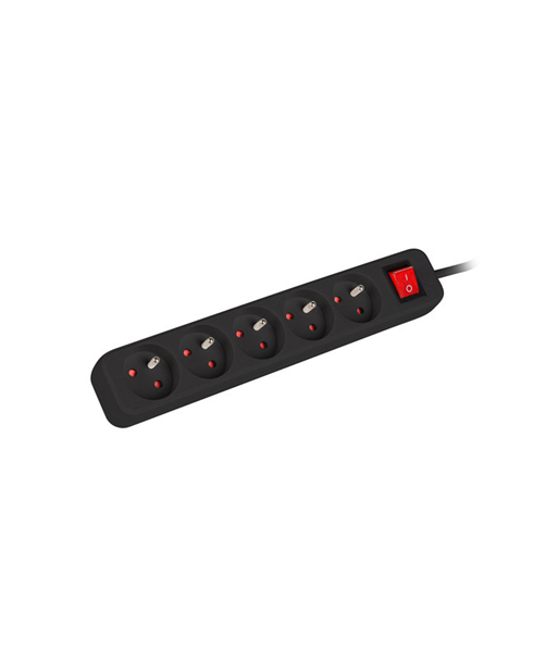 Lanberg Cable Power Strip 3M 5X French Outlets with Switch, Quality-Grade Copper | PS1-05E-0300-BK