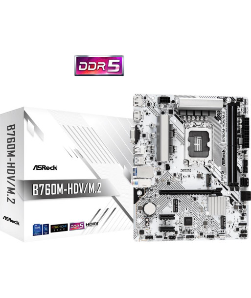 Mainboard ASROCK Intel B760 Express LGA1700 Micro-ATX Memory DDR5 Memory slots 2 2xPCI-Express 3.0 1x 1xPCI-Express 4.0 16x Mainboard ASROCK Intel B760 Express LGA1700 Micro-ATX Memory DDR5 Memory slots 2 2xPCI-Express 3.0 1x 1xPCI-Express 4.0 16x