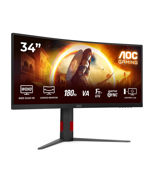 AOC CU34G4, 34", Fast VA, UWQHD, 21:9, 180 Hz, 1 ms, 3440 x 1440 pixels, 300 cd/m², HDMI ports quantity 2, Black AOC CU34G4, 34", Fast VA, UWQHD, 21:9, 180 Hz, 1 ms, 3440 x 1440 pixels, 300 cd/m², HDMI ports quantity 2, Black