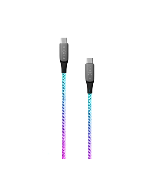 Fixed | Glowing Charging Cable USB-C/USB-C, PD support, Rainbow | FIXDLED-CC-RA