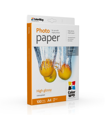ColorWay High Glossy Photo Paper, 180g/m, A4, 100pcs.