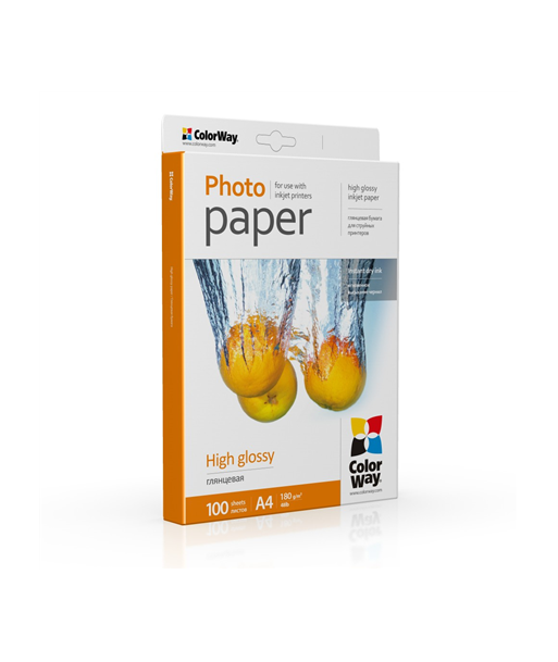 ColorWay High Glossy Photo Paper, 180g/m, A4, 100pcs.