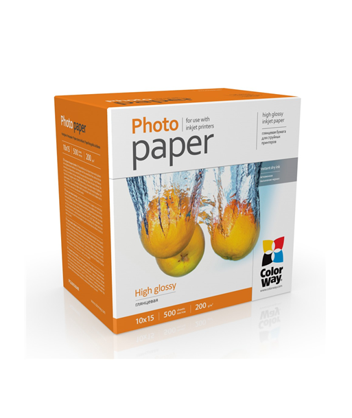 ColorWay High Glossy Photo Paper, 200g/m, 10x15, 500pcs. ColorWay High Glossy Photo Paper, 200g/m, 10x15, 500pcs.