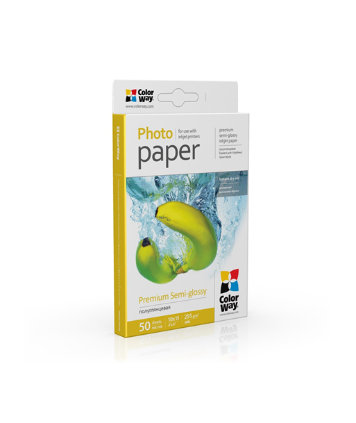 ColorWay Premium Semiglossy Photo Paper, 255g/m, 10x15, 50pcs.