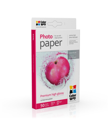 ColorWay Premium Highglossy Photo Paper, 255g/m, 10x15, 50pcs.