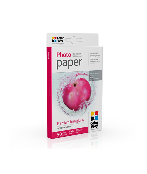 ColorWay Premium Highglossy Photo Paper, 255g/m, 10x15, 50pcs.