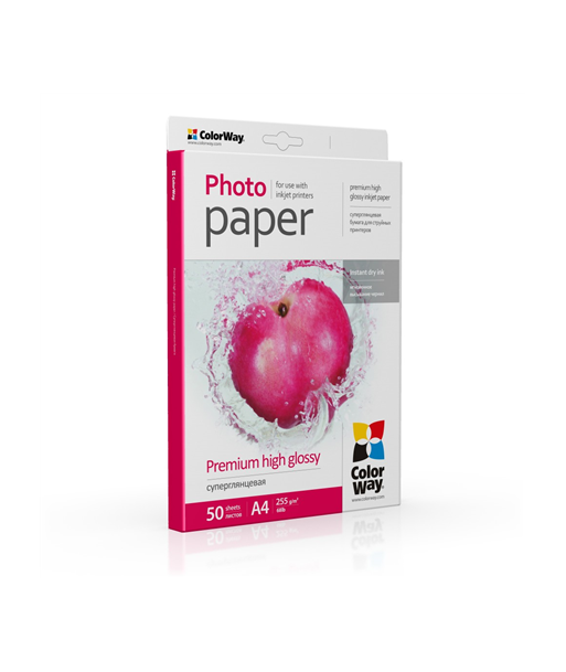ColorWay Premium Highglossy Photo Paper, 255g/m, A4, 50pcs.