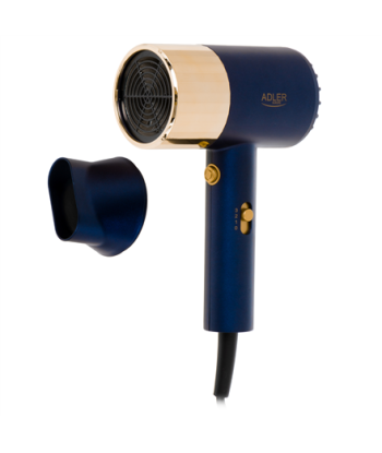 Föön Adler, AD 2280, 1800 W, Number of temperature settings 3, Blue/Gold