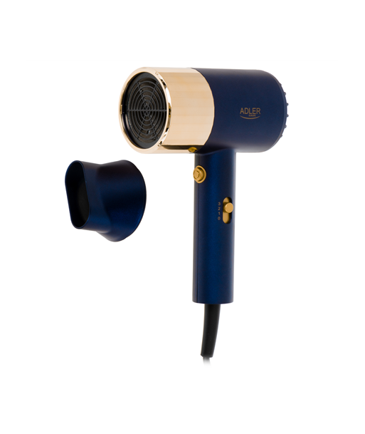Föön Adler, AD 2280, 1800 W, Number of temperature settings 3, Blue/Gold