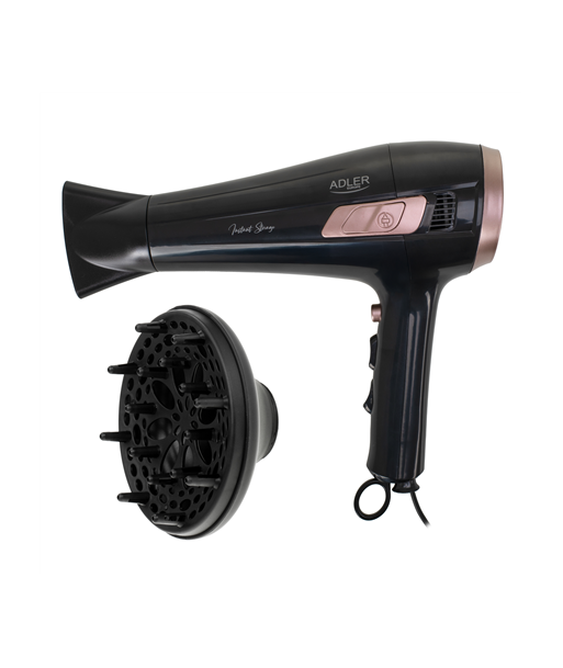 Föön Adler with retractable power cord, AD 2283, 2400 W, Number of temperature settings 3, Diffuser nozzle, Black/Golden Rose Föön Adler with retractable power cord, AD 2283, 2400 W, Number of temperature settings 3, Diffuser nozzle, Black/Golden Rose