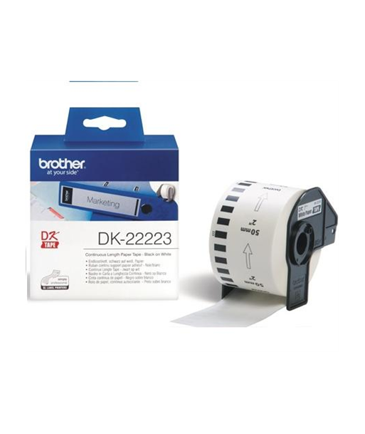 Brother, DK-22223 Continuous Length Paper Label, White, DK, 50mm, 30.48 m Brother, DK-22223 Continuous Length Paper Label, White, DK, 50mm, 30.48 m