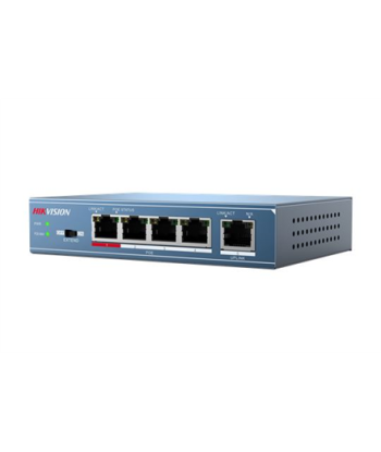Hikvision, Switch, DS-3E0105P-E, Unmanaged, Desktop, 10/100 Mbps (RJ-45) ports quantity 4, Gigabit Ethernet (copper) ports