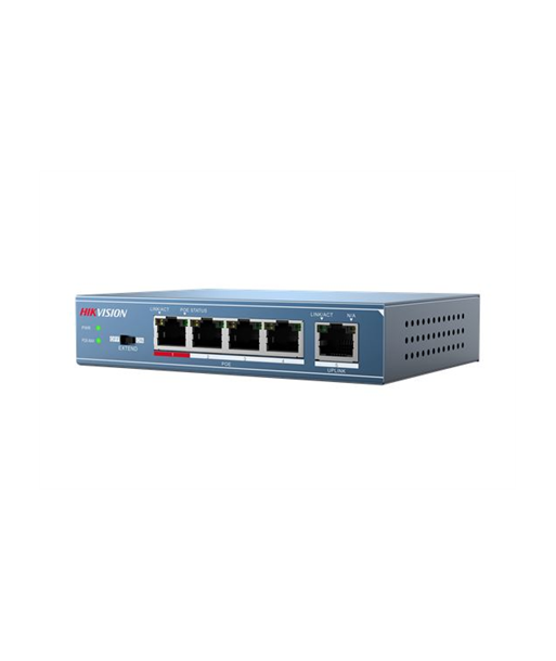 Hikvision, Switch, DS-3E0105P-E, Unmanaged, Desktop, 10/100 Mbps (RJ-45) ports quantity 4, Gigabit Ethernet (copper) ports Hikvision, Switch, DS-3E0105P-E, Unmanaged, Desktop, 10/100 Mbps (RJ-45) ports quantity 4, Gigabit Ethernet (copper) ports